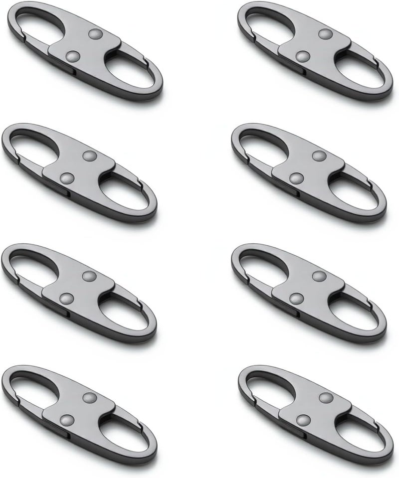 zelin Anti Theft Zipper Clips Double Opening Small Carabiner Clips, 8Pcs Elegant Zinc Alloy Zipper Pull Replacement for Travel, Commuting and Camping (Space Grey) - Image 1